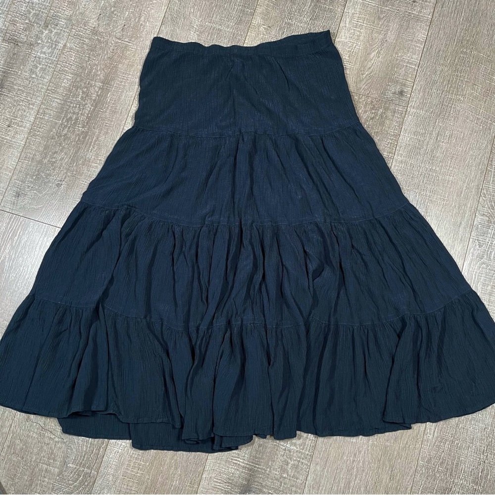 KAREN KANE Tiered MIDI Skirt Navy